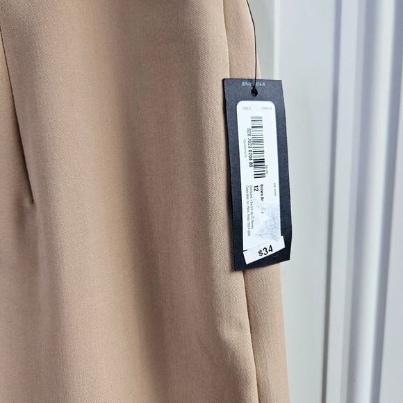 New Worthington Straight Career Business Office Skirt Tan Black Size 12 - Picture 4 of 11